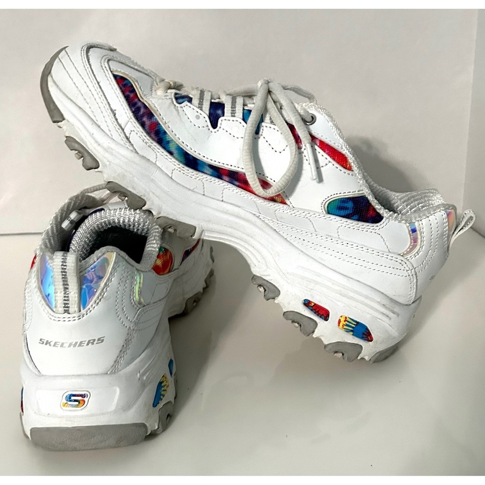 Skechers D'Lites Wide Fit Leather Athletic Shoes Sneakers Womens Size 8 - Picture 4 of 7